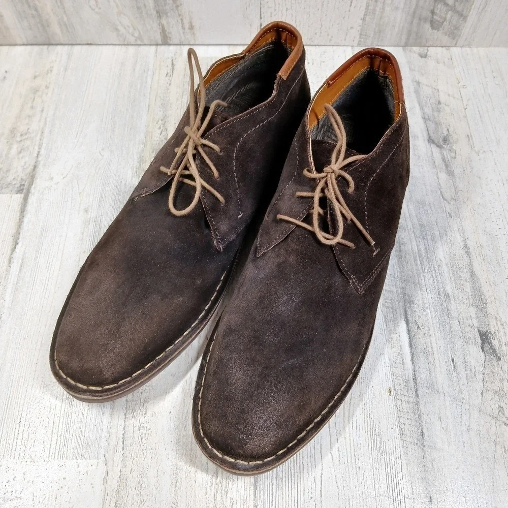 Kenneth Cole Reaction Chukka Boots‎ Men's 12 Brown Suede Desert Lace-Up Preppy